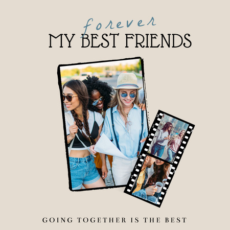 Collage with Photos of Best Friends Instagram Design Template