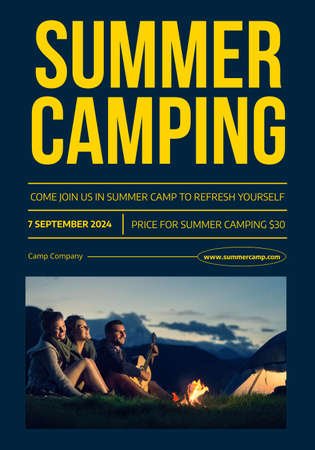 Designvorlage Camping Trip Offer with Youth in Mountains für Poster 28x40in
