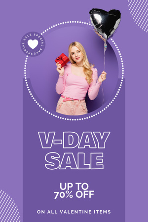 Designvorlage Valentinstag-Verkauf mit attraktiver junger blonder Frau für Pinterest