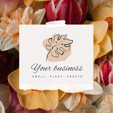 Çiçek Açan Çiçekler Ve Cümle Ile Çiçek Şirketi Animated Logo Tasarım Şablonu