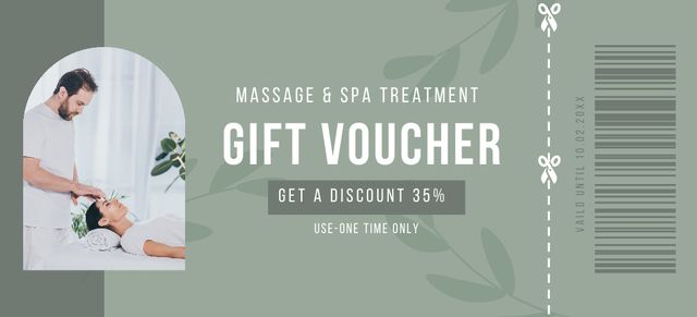 Spa Treatment Discount at Spa Center Coupon 3.75x8.25in Design Template
