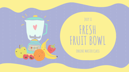 Raw Fruits with Kitchen Blender FB event cover Design Template