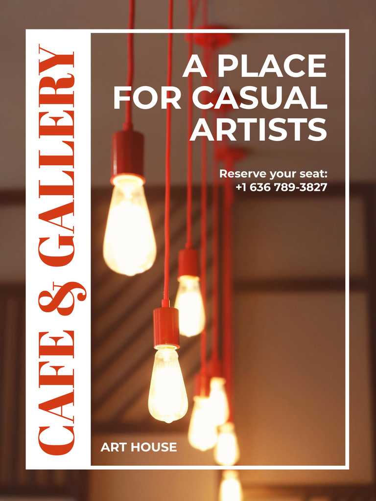 Inspiring Cafe and Art Gallery Reception Poster US tervezősablon