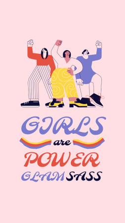 Designvorlage girl power inspiration mit frauen auf krawall gebürstet für Instagram Story