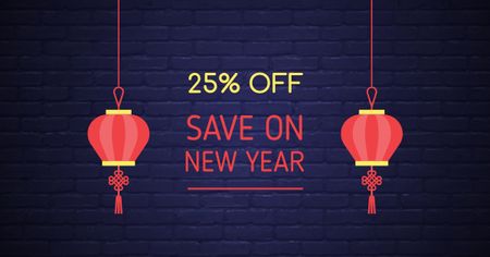 Plantilla de diseño de oferta de descuento de año nuevo chino Facebook AD 