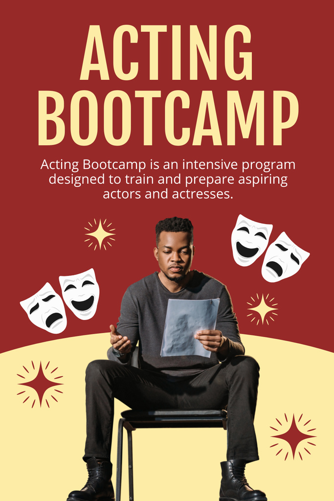 Rehearsal at Acting Bootcamp Pinterest Design Template