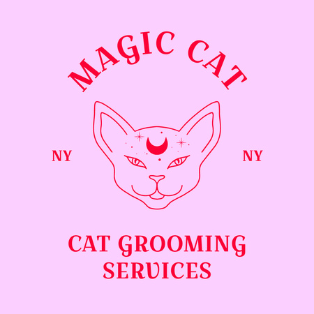 Modèle de visuel Emblème du salon de toilettage pour chats - Logo