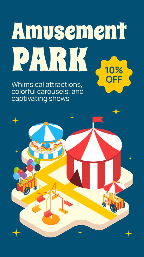 Marvelous Amusement Park With Carousels At Discounted Rates Instagram Story Πρότυπο σχεδίασης