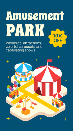 Marvelous Amusement Park With Carousels At Discounted Rates Instagram Story Design Template