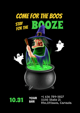 Witchcraft on Halloween  Flyer A7 Design Template