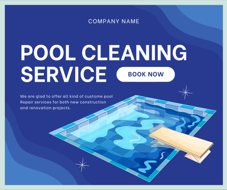 Ontwerpsjabloon van Facebook van Pool Cleaning Service Offer