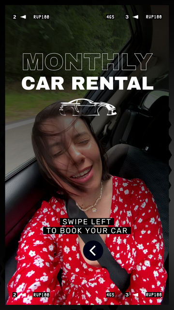Designvorlage Monthly Car Rental Service Offer With Booking für TikTok Video