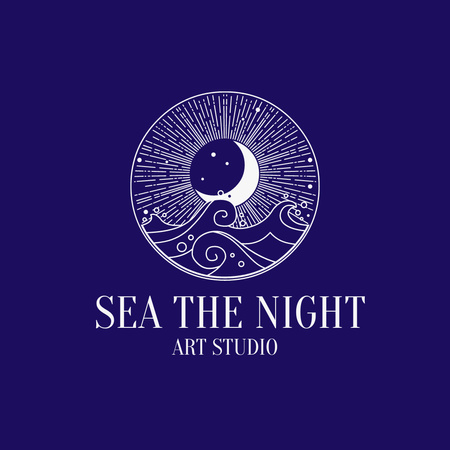 deniz gece, sanat stüdyosu logosu Logo Tasarım Şablonu