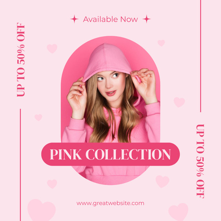 Vaaleanpunainen vapaa-ajan vaatteiden kokoelma Instagram Design Template