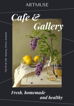 Cafe and Art Gallery Invitation Poster Design Template