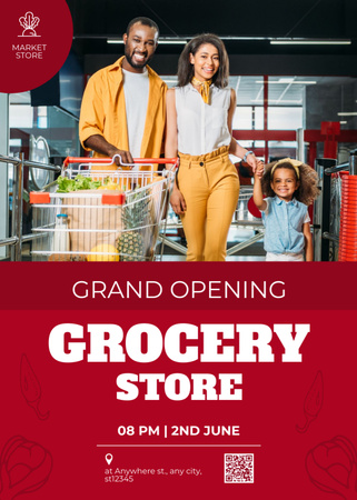 Grocery Store Opening Announcement Flayer Design Template