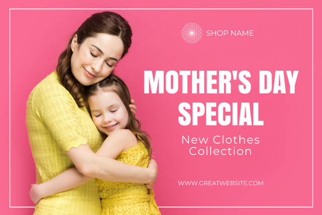 Modèle de visuel Mother's Day Holiday with Hugging Mom and Daughter - Gift Certificate