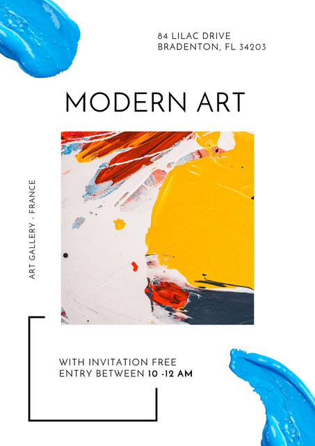 Modern Art Exhibition Announcement Poster A3 Modelo de Design