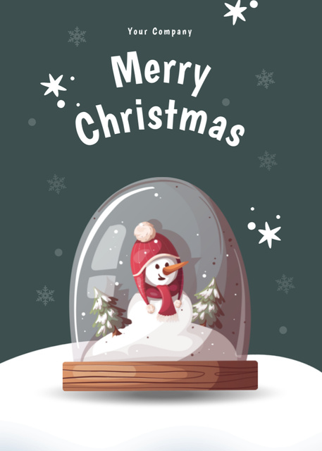 Heartwarming Christmas Congrats with Snowman in Snowball Postcard 5x7in Vertical Πρότυπο σχεδίασης
