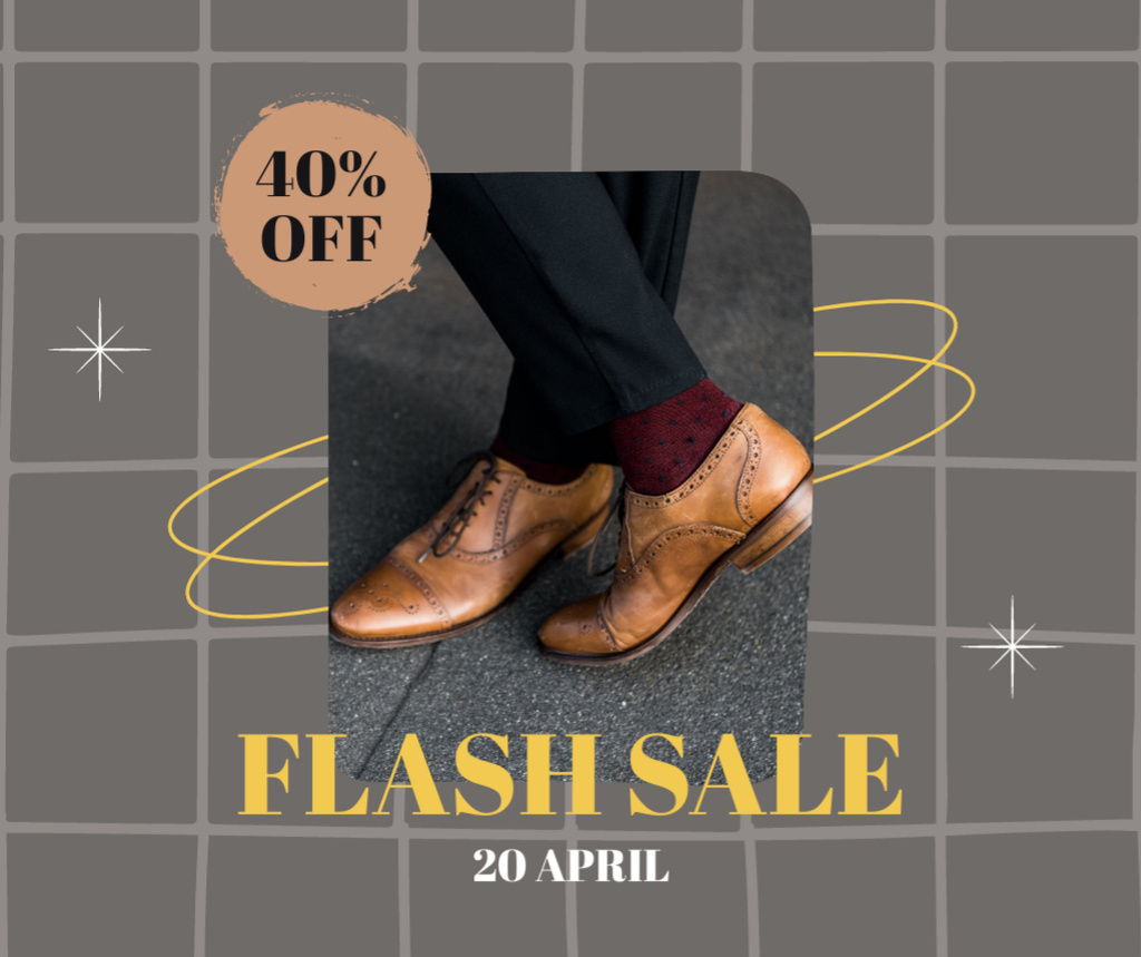 Designvorlage Elegant Brown Shoes for Feetwear Sale Ad für Facebook