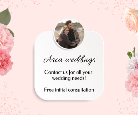 Wedding Agency Services Ad with Beautiful Couple Large Rectangle Design Template