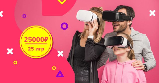 Family in VR Glasses Facebook AD Šablona návrhu