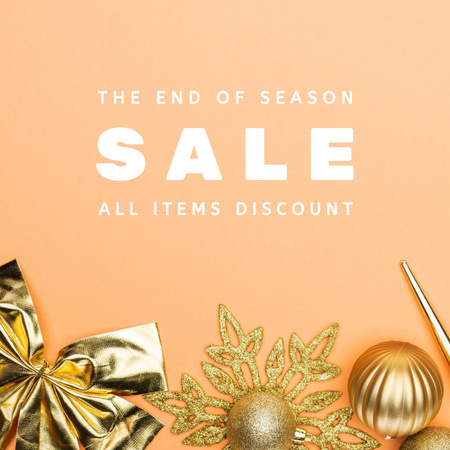 Christmas Holiday Sale Announcement with Golden Decor Instagramデザインテンプレート