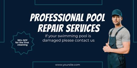 Ontwerpsjabloon van Twitter van Offer Professional Swimming Pool Renovation Services