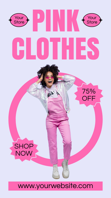 Super Trendy Pink Clothes Instagram Story – шаблон для дизайну