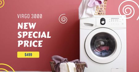 洗濯機によるランドリーを提供する家電製品 Facebook ADデザインテンプレート
