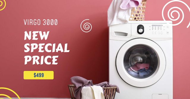Ontwerpsjabloon van Facebook AD van Appliances Offer Laundry by Washing Machine