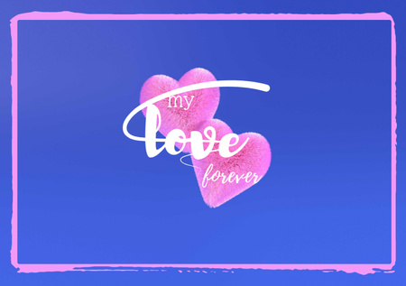 Cute Love Phrase With Pink Hearts Postcard A5 Design Template