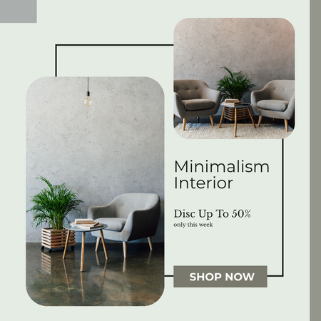 Plantilla de diseño de Collage con oferta de descuento para muebles de hogar grises Instagram 