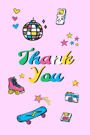Thank You Text With Bright Stickers Postcard 4x6in Vertical – шаблон для дизайна