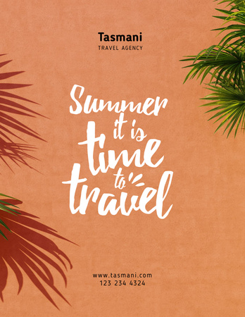 Modèle de visuel Inspiration de voyage d'été avec des feuilles de palmier - Poster 8.5x11in