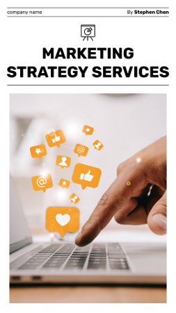 Ontwerpsjabloon van Mobile Presentation van Bied een marketingstrategie aan met digitale iconen