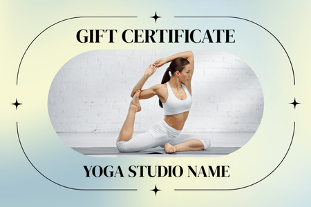 Template di design Offerta buono regalo Yoga Studio Gift Certificate