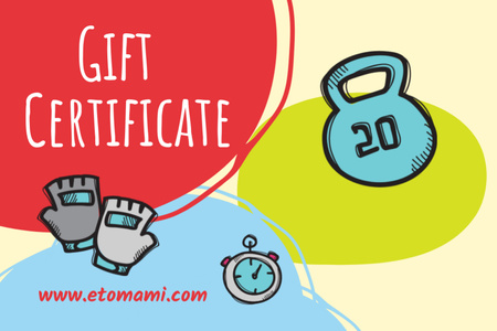 Ontwerpsjabloon van Gift Certificate van Sportuitrusting en gewichten