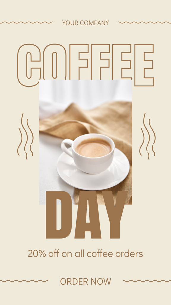 Modèle de visuel Coffee Cup on White Table - Instagram Story