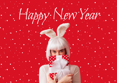 Cute New Year Holiday Greeting Postcard 5x7in – шаблон для дизайну