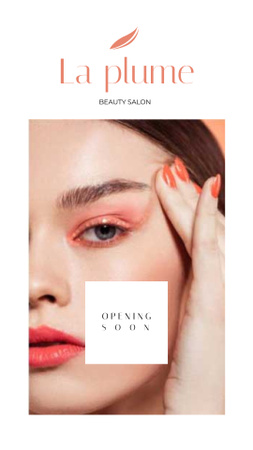 anúncio de salão de beleza com mulher com maquiagem brilhante Instagram Story Modelo de Design