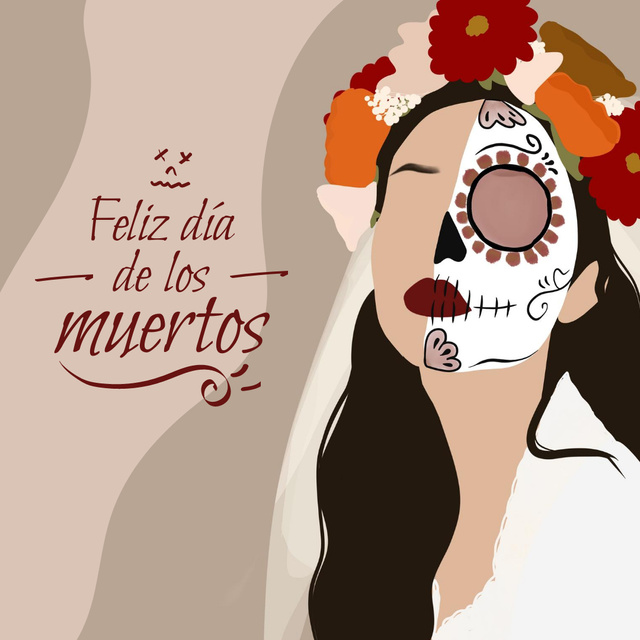 Plantilla de diseño de Dia de los Muertos Holiday with Woman in Carnival Outfit Instagram 