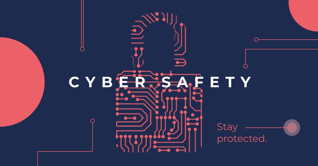 Ontwerpsjabloon van Facebook AD van Cyber Safety Lock Icon on Network
