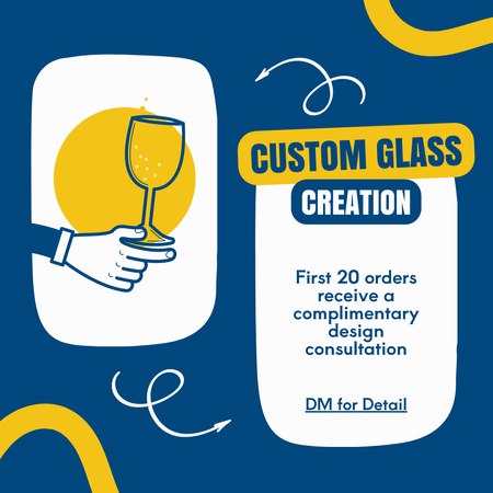 Anúncio de criações de vidro personalizadas com ilustração Instagram Modelo de Design