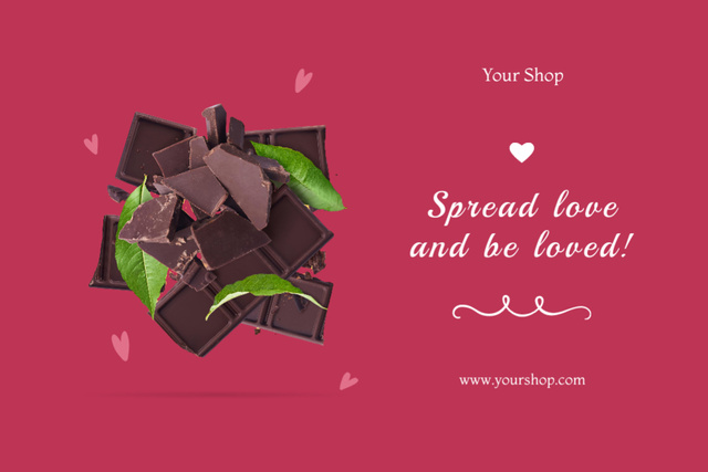 Sweet Chocolate For Valentine`s Day Postcard 4x6in Šablona návrhu