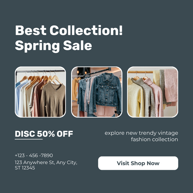 Spring Season Offer of Stylish Clothes Animated Post Design Template