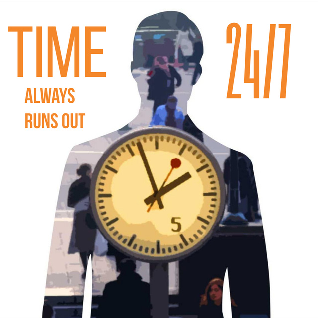 Double exposure of Man silhouette and clock Animated Post Πρότυπο σχεδίασης