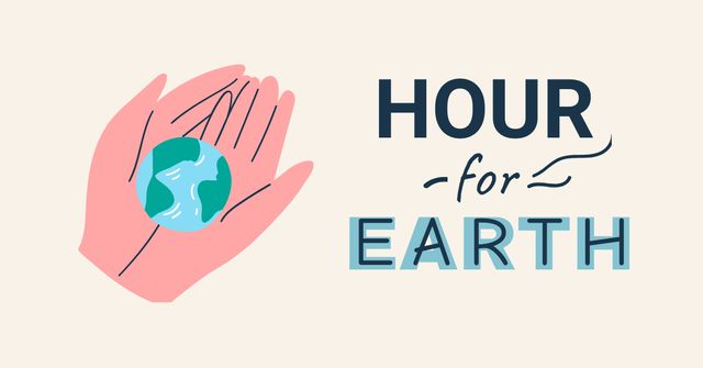 Earth Hour Announcement with Hands holding Planet Facebook ADデザインテンプレート