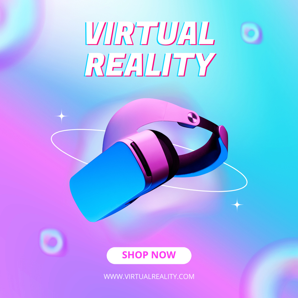 Virtual Reality Shop Ad  with VR Glasses Instagram Design Template