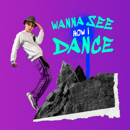 Plantilla de diseño de chico divertido en sombrero mostrando movimiento de baile Instagram 